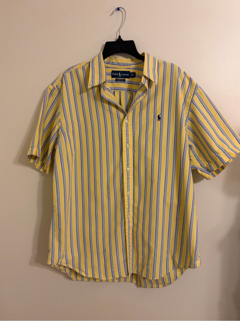 Ralph Lauren | Yellow Short-Sleeve Stripe Button-Down Shirt size XL